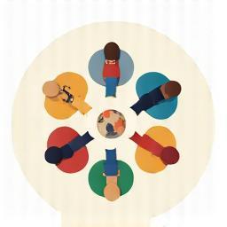 Circle image representing networking and events, showing diverse people connecting.